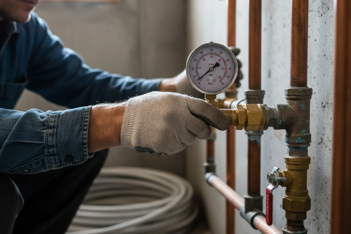 Pressure testing a repaired line during Water Line Repair in Benson